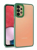 Eiroo Luxe Samsung Galaxy A13 Yeşil Silikon Kenarlı Rubber Kılıf