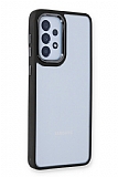 Eiroo Luxe Samsung Galaxy A32 4G Silikon Kenarlı Siyah Rubber Kılıf