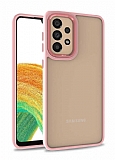 Eiroo Luxe Samsung Galaxy A33 5G Pembe Silikon Kenarlı Rubber Kılıf