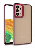 Eiroo Luxe Samsung Galaxy A72 5G Kırmızı Silikon Kenarlı Rubber Kılıf