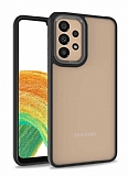 Eiroo Luxe Samsung Galaxy A72 5G Siyah Silikon Kenarl Rubber Klf