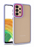 Eiroo Luxe Samsung Galaxy A72 Lila Silikon Kenarl Rubber Klf
