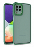 Eiroo Luxe Samsung Galaxy M22 Yeşil Silikon Kenarlı Rubber Kılıf