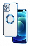 Eiroo Luxury Clear iPhone 11 Kamera Korumal Mavi Silikon Klf