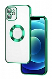 Eiroo Luxury Clear iPhone 12 Kamera Korumalı Yeşil Silikon Kılıf