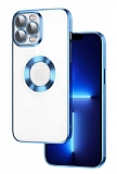 Eiroo Luxury Clear iPhone 12 Pro Kamera Korumalı Mavi Silikon Kılıf