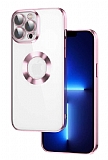 Eiroo Luxury Clear iPhone 12 Pro Max Kamera Korumalı Rose Gold Silikon Kılıf