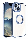 Eiroo Luxury Clear iPhone 15 Kamera Korumalı Sierra Mavi Silikon Kılıf