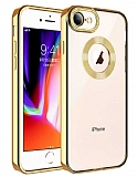 Eiroo Luxury Clear iPhone 7 / 8 Kamera Korumalı Gold Silikon Kılıf