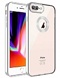 Eiroo Luxury Clear iPhone 7 Plus / 8 Plus Kamera Korumalı Silver Silikon Kılıf