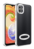 Eiroo Luxury Clear Samsung Galaxy A04 Kamera Korumalı Silver Silikon Kılıf