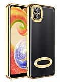 Eiroo Luxury Clear Samsung Galaxy A04 Kamera Korumalı Gold Silikon Kılıf