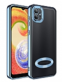 Eiroo Luxury Clear Samsung Galaxy A04 Kamera Korumalı Mavi Silikon Kılıf