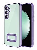 Eiroo Luxury Clear Samsung Galaxy A05s Kamera Korumalı Lila Silikon Kılıf