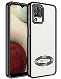 Eiroo Luxury Clear Samsung Galaxy A12 / M12 Kamera Korumalı Siyah Silikon Kılıf
