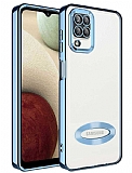 Eiroo Luxury Clear Samsung Galaxy A12 / M12 Kamera Korumal Mavi Silikon Klf