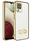 Eiroo Luxury Clear Samsung Galaxy A12 / M12 Kamera Korumal Gold Silikon Klf