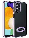 Eiroo Luxury Clear Samsung Galaxy A23 Kamera Korumalı Lila Silikon Kılıf