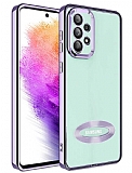 Eiroo Luxury Clear Samsung Galaxy A32 4G Kamera Korumalı Lila Silikon Kılıf