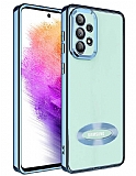 Eiroo Luxury Clear Samsung Galaxy A33 5G Kamera Korumal Mavi Silikon Klf