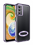 Eiroo Luxury Clear Samsung Galaxy A14 Kamera Korumalı Lila Silikon Kılıf