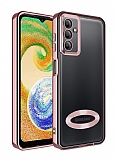 Eiroo Luxury Clear Samsung Galaxy A34 Kamera Korumal Rose Gold Silikon Klf