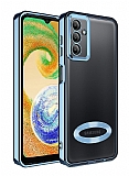 Eiroo Luxury Clear Samsung Galaxy A34 Kamera Korumalı Mavi Silikon Kılıf