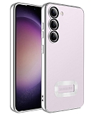 Eiroo Luxury Clear Samsung Galaxy S23 Kamera Korumal Silver Silikon Klf