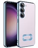 Eiroo Luxury Clear Samsung Galaxy S23 Kamera Korumal Mavi Silikon Klf