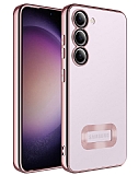 Eiroo Luxury Clear Samsung Galaxy S23 Kamera Korumalı Rose Gold Silikon Kılıf