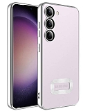 Eiroo Luxury Clear Samsung Galaxy S23 Plus Kamera Korumal Silver Silikon Klf