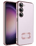 Eiroo Luxury Clear Samsung Galaxy S23 Plus Kamera Korumalı Rose Gold Silikon Kılıf