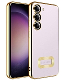 Eiroo Luxury Clear Samsung Galaxy S23 Plus Kamera Korumal Gold Silikon Klf