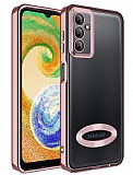 Eiroo Luxury Clear Samsung Galaxy A04S Kamera Korumalı Rose Gold Silikon Kılıf