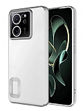 Eiroo Luxury Clear Xiaomi 13T Kamera Korumal Silver Silikon Klf