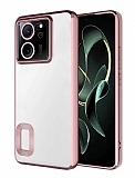 Eiroo Luxury Clear Xiaomi 13T Pro Kamera Korumalı Rose Gold Silikon Kılıf