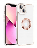 Eiroo Luxury Protection iPhone 13 Kamera Korumalı Beyaz Silikon Kılıf