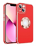 Eiroo Luxury Protection iPhone 13 Kamera Korumalı Kırmızı Silikon Kılıf