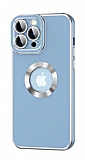 Eiroo Luxury Protection iPhone 13 Pro Max Kamera Korumalı Mavi Silikon Kılıf