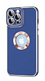 Eiroo Luxury Protection iPhone 14 Pro Kamera Korumal Lacivert Silikon Klf