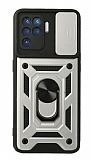 Eiroo Magnet Lens Oppo Reno 5 Lite Ultra Koruma Silver Kılıf