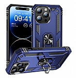 Eiroo Magnet Ring iPhone 15 Pro Max Ultra Koruma Lacivert Kılıf