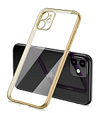 Eiroo Matte Crystal iPhone 11 Kamera Korumalı Gold Rubber Kılıf