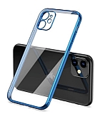 Eiroo Matte Crystal iPhone 11 Kamera Korumalı Mavi Rubber Kılıf