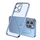 Eiroo Matte Crystal iPhone 13 Pro Max Kamera Korumalı Mavi Rubber Kılıf