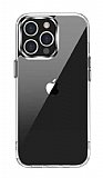 Eiroo Metal Serisi iPhone 14 Pro Max Silikon Kenarlı Şeffaf Rubber Kılıf
