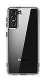 Eiroo Metal Serisi Samsung Galaxy S21 FE 5G Silikon Kenarlı Şeffaf Rubber Kılıf