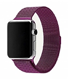Eiroo Milanese Loop Apple Watch 4 / Watch 5 Mor Metal Kordon (44 mm)