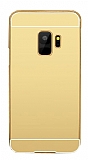 Eiroo Mirror Samsung Galaxy S9 Plus Metal Kenarlı Aynalı Gold Rubber Kılıf