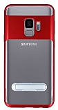 Eiroo Mixx Hybrid Samsung Galaxy S9 Krmz Kenarl Standl Silikon Klf
